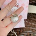 New Douyin Internet celebrity live broadcast Hello Kitty necklace cute girl sandblasting Hello Kitty pendant female clavicle chain. 