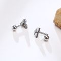 Men Earring Triangle Pierced Crystal Zircon Stud Earrings Stainless Steel Tiny Minimalist Studs For Mens Women Jewelry. 