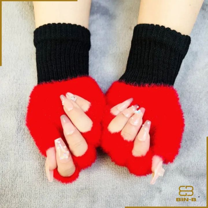 BIN-B%20Half%20Finger%20Gloves%20for%20Girls,%20Plush%20Fingerless%20Gloves%20in%20Multicolor%20%7C%20Good%20Quality%20&%20Warm%20Material%20%7C%20Women%20Lovely%20Winter%20Fingerless%20Thicken%20Warm%20Gloves-Girls%20Fashion%20Screen%20Fingerless%20Trendy%20woolen%20Gloves%20-%20Image%207
