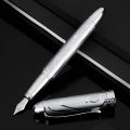【shengxiong6525】HongDian 5010 Metal Silver Business Fountain Pen Embossed Signature  Nib Ink Pen. 