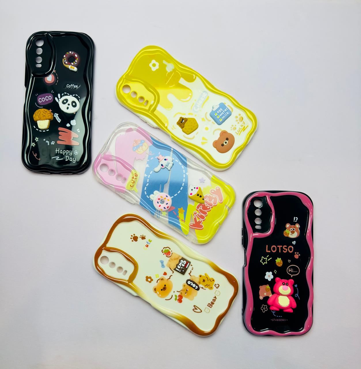 Lahore Mobile Case for Vivo Y20 / Y12S Y12A / Y20i Y20S Y20S Back Cover Colorful Wavy Phone Cases - Luxerey Back Cover - Creative Lovely 3D Doll -Girls Back Cover