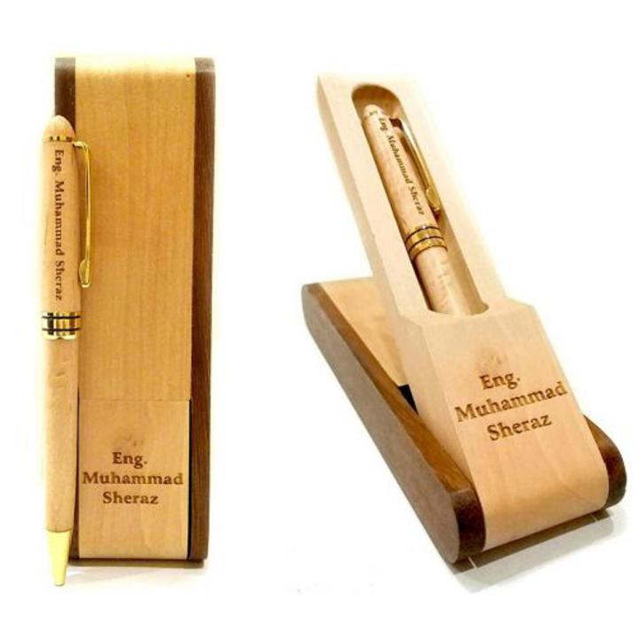 Customized Premium Name/Logo Engraved Wooden Pen with Stand | Office - School Accessories | A perfect gift for him, her, kids, boys, girls, father, mother, husband, wife, couple