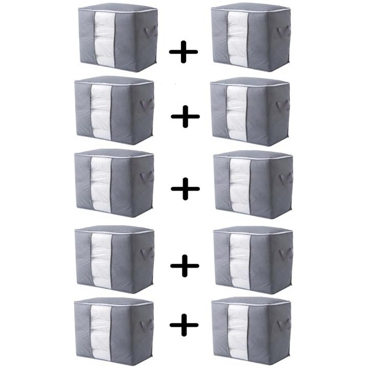 Pack of 10 Portable Bamboo Clothes Blanket Large Folding Bag Storage Box Organizer