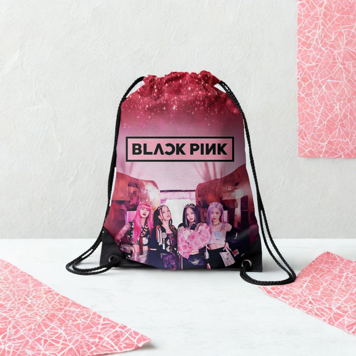 CareCraft 🎒 Blackpink Bling Drawstring Backpack | 14x18 Cordura Fabric ...