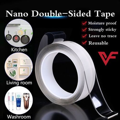 2 Rolls Double Sided Tape Heavy Duty Multipurpose Wall Tape Adhesive Strips Removable Mounting Tape Washable Strong Sticky Transparent Tape Gel Poster Carpet Tape for Paste Items Household No Ratings