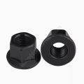 Black High Flanged Nuts Thickened Pressure Plate Nut M10 M12 M14 M16 M18 M20 M22 M24 M27 M30 Hex With Gasket Collar Nuts DIN6331. 