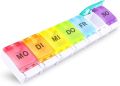 Eono 7 Day Pill Organizer Box 7 Compartments Medicine Box BPA Free for Vitamin, Fish Oil Tablets, Medicines or Additives (German Days of Week). 