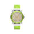 Michael Kors Slim Everest Green Silicone Strap Rose Gold Dial Quartz Watch for Ladies - MK7360. 