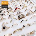 Stainless Steel Jewelry Great Wall Band Rings Tarnish Free Jewelry 18k Gold Plated Simple Wide Hollow Rings For Women. 