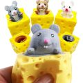 Pop up Funny Mouse and Cheese Block Squeeze Anti-stress Toy Hide and Seek Figures Stress Relief Fidget Toys for Kids Adult. 
