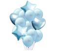 14pcs light blue balloon set (2pcs heart foil+ 2pcs star foil + 10 pcs latex balloons ). 