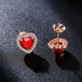 925 Silver Jade Heart Stud Earring Natural Green Chalcedony Agate Jewelry Fashion Charm Carved Amulet Gifts for Her Women. 