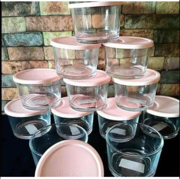 3 PCs Glass Raita Chatni Bowl with Cap (190 Ml)