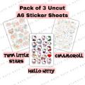 Pack of 3 (see variations) Cute Stickers Kuromi My Melody And Pompompurin Sanrio Anime Stickers For Laptop Girls Kids Toys Phone Diary Cute Cartoon. 