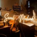 custom neon light two words or Names with heart shape beautiful design. 