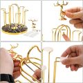 360 Rotating Cup Drying Rack Stand, Steel 6 Cups Mug Drainer Holder, Spin Non Slip Glass Tumbler Organizer Tree with Silicone Protective Hooks for Kitchen Countertop, Space Saving, Golden. 