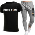 Free fire printed summer track suit for men black. 