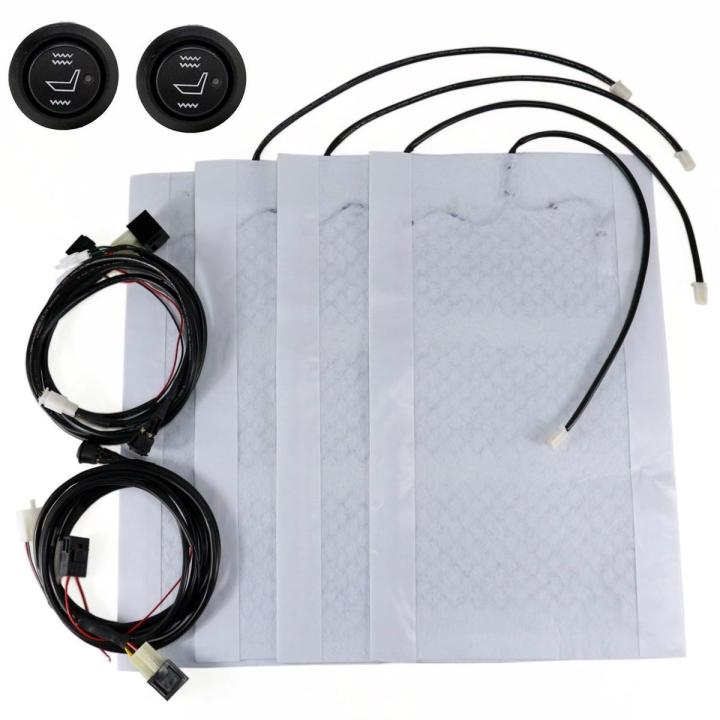 HIGH QUALITY 2 SEATS 12V UNIVERSAL HEATED SEAT HEATER KIT CARBON FIBER ROUND HI LO SWITCH SET