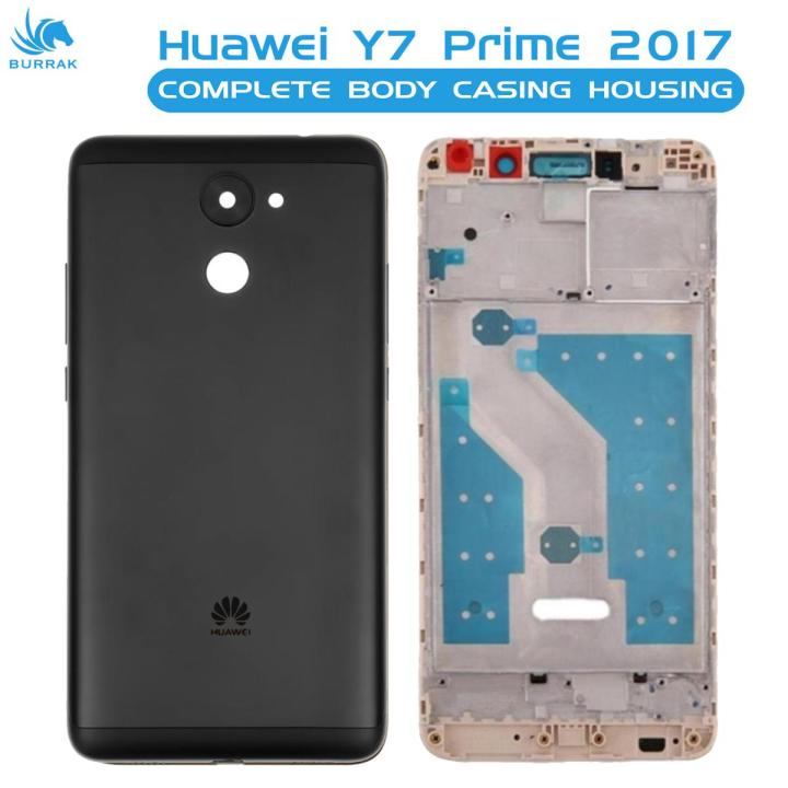 Huawei Y7 Prime 2017 Housing Middle Frame With Side Button and Camera Lens Complete Body Casing Replacement For Y7 Prime 2017 - Black