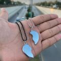 Magnetic Couple Necklaces Distance Heart Pendant for Women Valentine's Gift. 