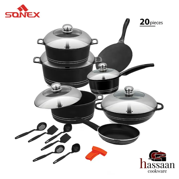 SONEX%20Itali%20Gift%20Pack%20Cookware%20Set%20with%20Steel%20Lid%20-%2020%20Pieces%20-%20PTF%20Non%20Stick%20Coating%20-%20Black%20-%20Image%203