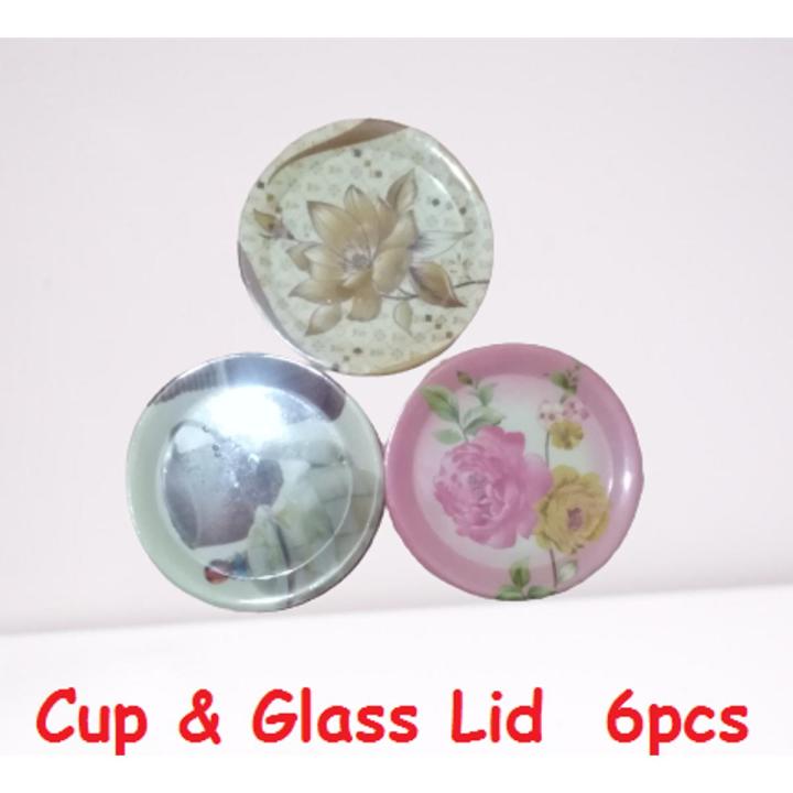 Tea Cup Glass Cover and Mug Cover Lid  Multi Color 6 pcs