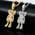Iced Out Cartoon Puppets Pendant Necklace Hip Hop Necklace For Men Rapper Rope Chain Charm Jewelry Accessories. 