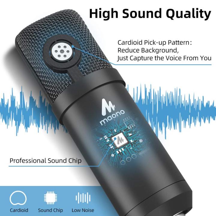 MAONO%20AU-A03%20Condenser%20Microphone%20Podcast%20Mic%20with%20Boom%20Arm%20Microphone%20Stand%20(Black)%20-%20Image%205