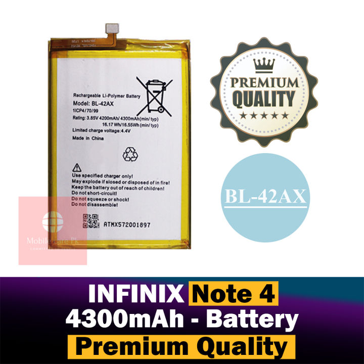 Infinix Note Battery BL-42AX Replacement Premium Quality 4300mah