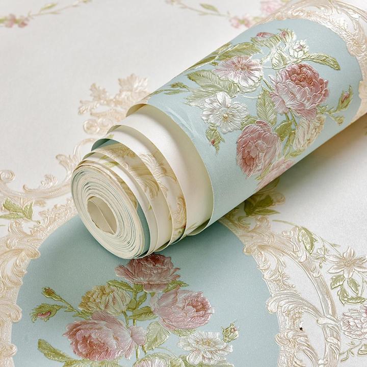 0.53x1m/Roll Embossed Floral Wall Paper 3d Self Adhesive Waterproof Home Decor Bedroom Living Room Wall Decor Peel and Stick Wallpaper