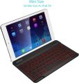 HB030B Universal Slim Portable Wireless Bluetooth 3.0 7-Colors Backlit Keyboard with Built in Rechargeable Battery, Black. 