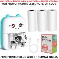 Mini Printer Pocket Inkless Mini Printer In Pink & Blue 1x To 20x Thermal Paper Roll ( With Roll & Without Roll ) - Thermal Portable Bluetooth Wireless Mini Printer For Kids - Office Receipt, Label Note, QR Code - Compatible With IOS & Android. 
