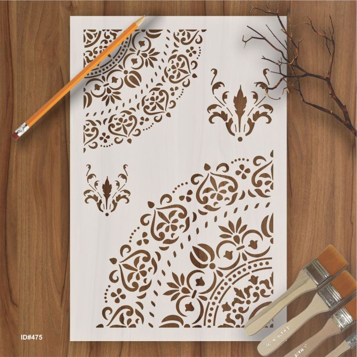 2 in 1 mondala and damask Reusable Stencil Airbrush Painting Wall Art ...