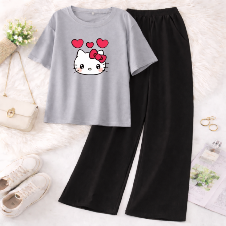 ZRK%20Garments%20-%20%202%20Piece%20Set%20For%20Women%20Kitty%20Printed%20Half%20Sleeves%20T%20Shirt%20with%20Trouser%20Soft%20Jersey%20Fabric%20Casual%20Daily%20Wear%20For%20Girls%20and%20Kids%20-%20Image%204