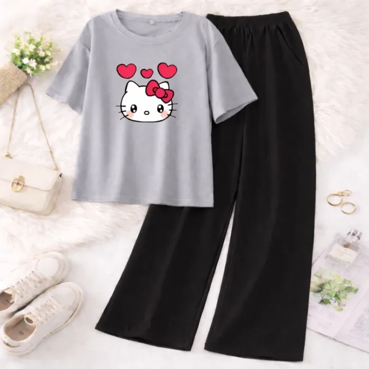 ZRK%20Garments%20-%20%202%20Piece%20Set%20For%20Women%20Kitty%20Printed%20Half%20Sleeves%20T%20Shirt%20with%20Trouser%20Soft%20Jersey%20Fabric%20Casual%20Daily%20Wear%20For%20Girls%20and%20Kids%20-%20Image%204