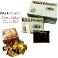 Pack of 6 Rita Imli with Free 2 Dakar Chatni Balls / Khatti Meethi Imli Childhood Snacks Rita Tamarind with Black Dakar Balls. 