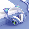 Cat Headphone STN-28 Wireless Headset Cat Ear 5.0 Bluetooth Headphones LED Flashing Light Sports Noise Cancelling Support TF Card 3.5mm Plug with Mic. 