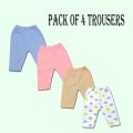 Pack of 4 Pcs - New Born Baby Trousers Set For Kids , Boys and Girls - Bottoms Pajamas For Unisex - (0-3 to 24 Months) Newborn Pajama. 