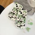 Sroof Case For 11 12 13 14 15 Pro Max Fun and cute green little panda cartoon bow Shockproof Silicone Soft Phone Case Back Cover. 