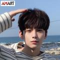 Fluffy natural wig high temperature fiber Korean wig flat bangs short hair. 