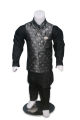 KIDS FOR Boys Fashion Clothing 4 Pieces Suits (Kurta Shalwar Waistcoat and Brooch) Kids Fashion Age- 1 To 12 Years-BLACK SUIT. 