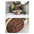 Picnic Basket Handmade Camping Wicker Picnic Basket Shopping Storage Basket with Lid and Wooden Handle. 