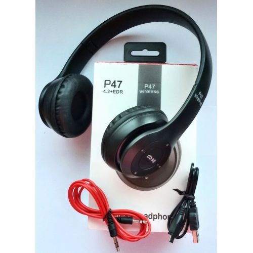 Wireless Headphones, P47 Bluetooth Foldable Headset with Microphone Support FM Radio TF for PC TV Smart Phones & Tablets (For PUBG,FREE FIRE,COD & All Other's Games)