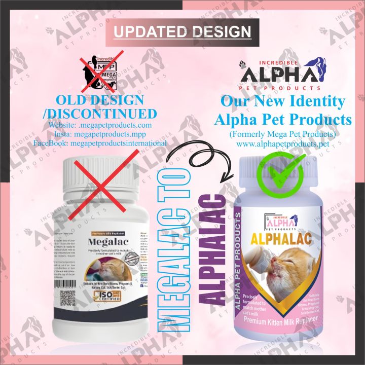 Alphalac (MEGALAC )Premium Milk Replacer For Kittens & Cats | Super Safe 100% Original - 150g - New Packing and improve nutrition
