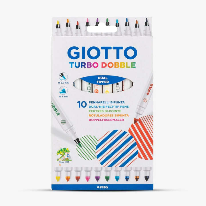 Giotto Turbo Pro Marker met dubbele punt, ronde vorm, verschillende kleuren, 15 stuks Giotto Turbo Pro Marker met dubbele punt, ronde vorm, verschillende kleuren, 15 stuks