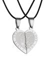 Silver Stainless Steel I Love You Broken Heart Necklace. 