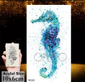 Seahorse Temporary Watercolor Tattoo for Children and Women. 