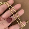 Wholesale Pvd 18k Gold Plated Women Jewelry Non Tarnish Jewelry Paper Clip Paperclip Link Chain Stainless Steel Necklace. 