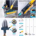 3 in 1 Cleaning Brush with Wiper | Double Sided Scrubber Brush with Long Handle | Bathroom Cleaning Brush with Wiper 2 in 1 Tiles Cleaning Brush Floor Scrub Bathroom Brush with Long Handle 120° Rotate Bathroom Floor Cleaning Brush Home Kitchen Bathroom. 