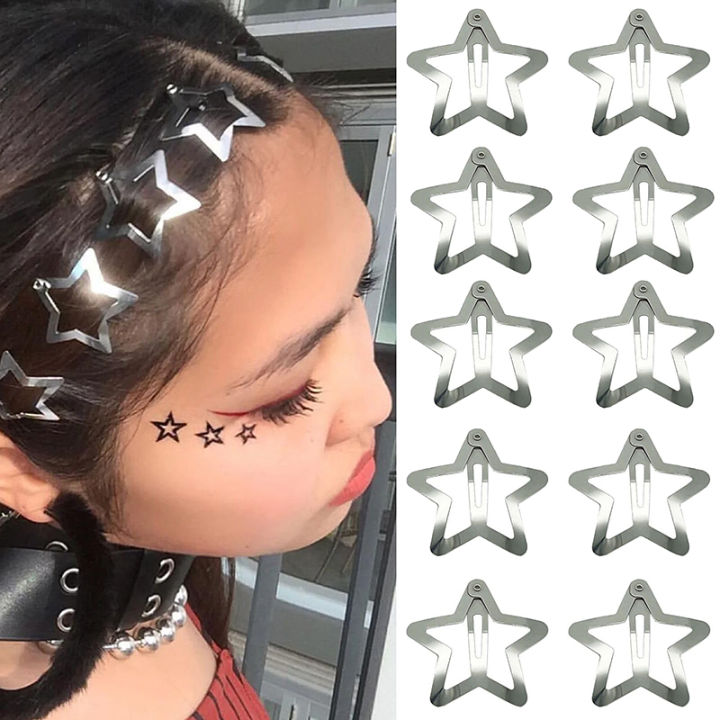 Star Hair Clips Snap Hair Barrettes Star Hair Accessories Y2K Metal Hair Clips